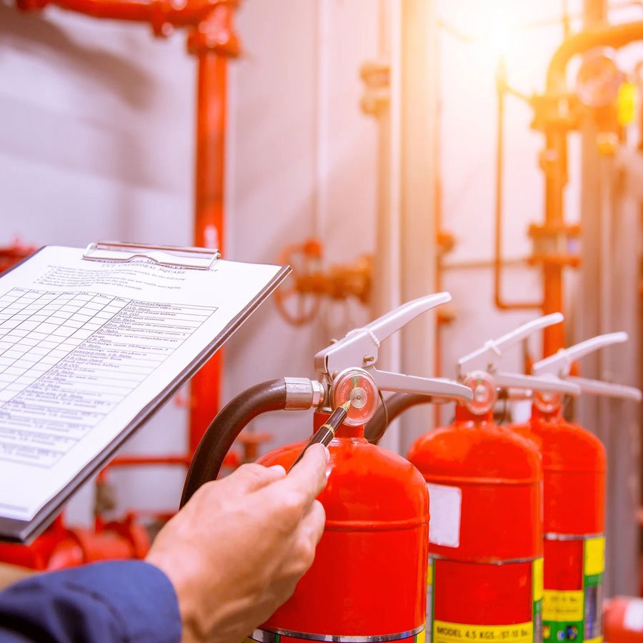 Buildings requiring fire extinguisher refilling and servicing.