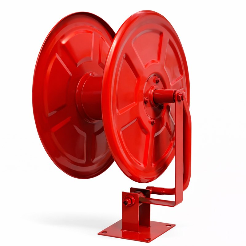 Fire hose reel drum for first aid firefighting in buildings