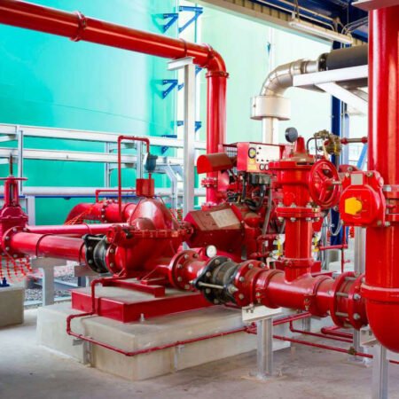 Fire safety system installation including hydrants, alarms and sprinklers