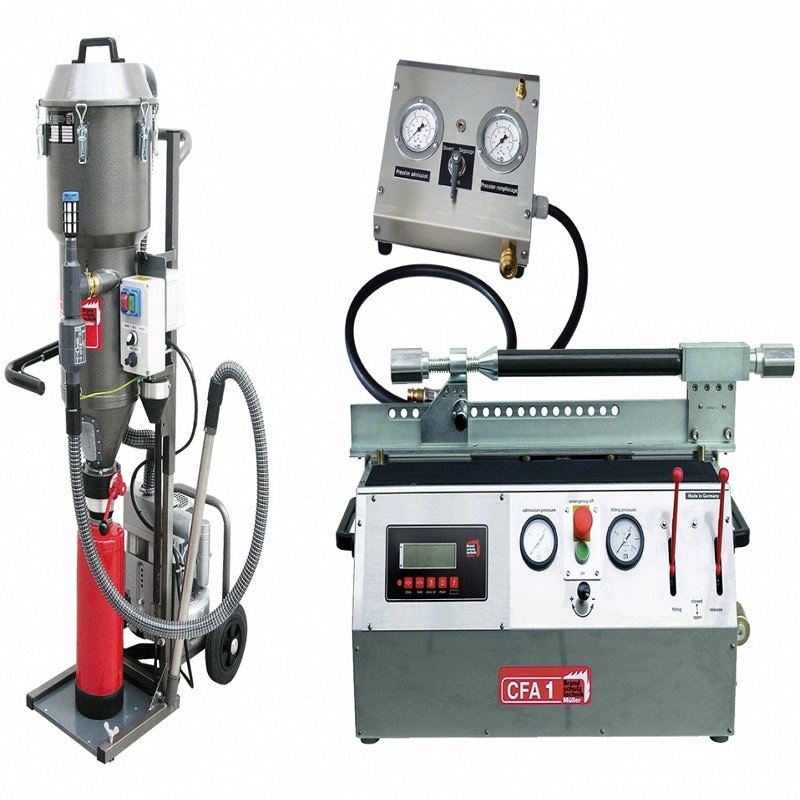 Fire extinguisher refilling machine used for refilling and servicing fire extinguishers