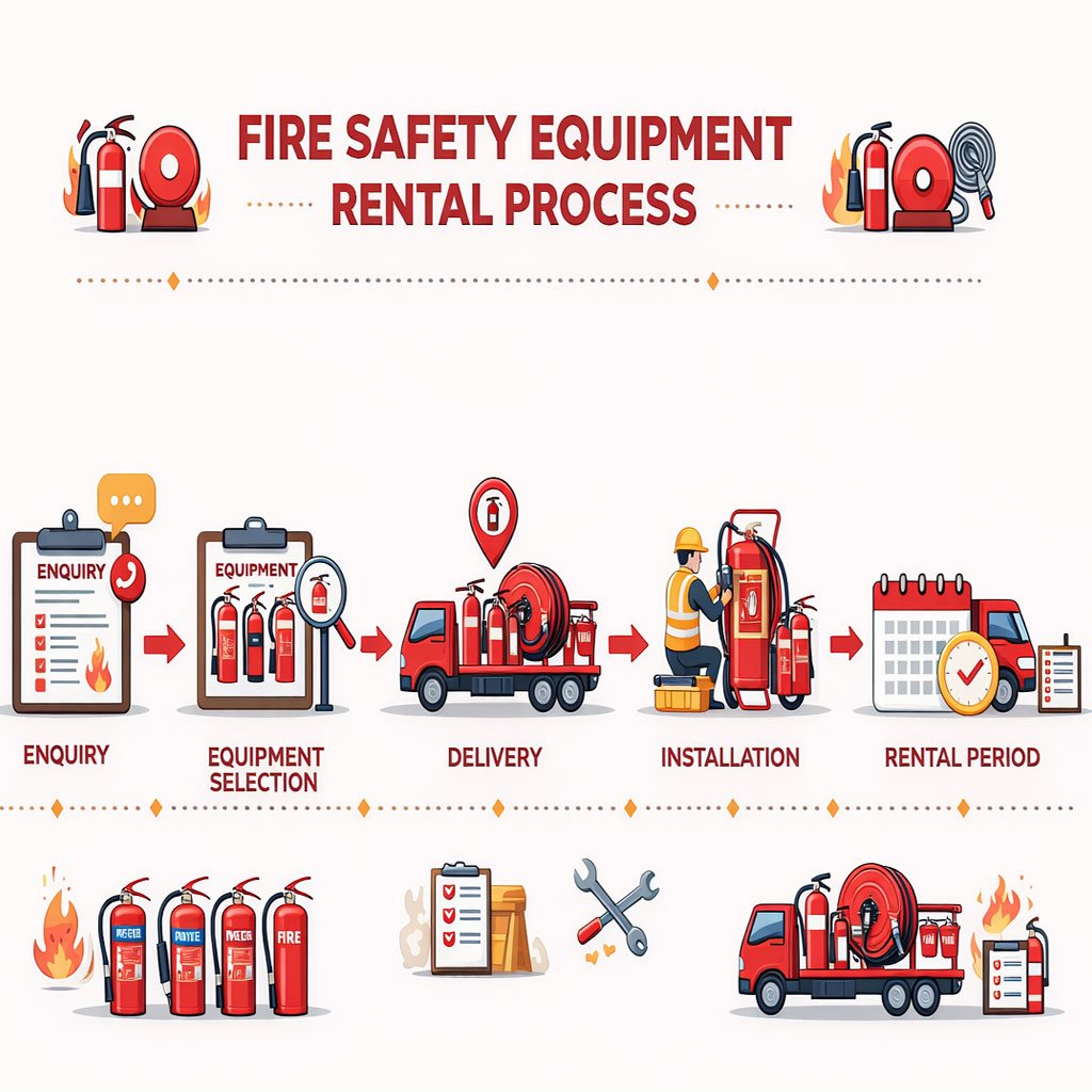 Fire safety equipment rental process from assessment to retrieval